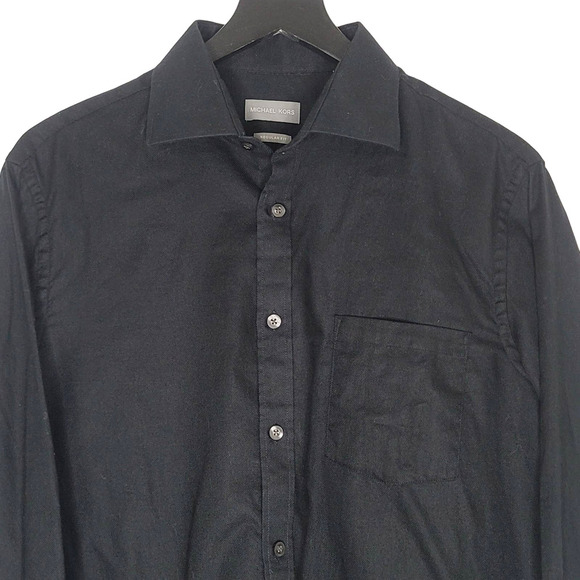 Michael Kors Button Up Dress Shirt Black l‎ 16.5 34/35 Regular Fit Long Sleeve - Picture 1 of 7